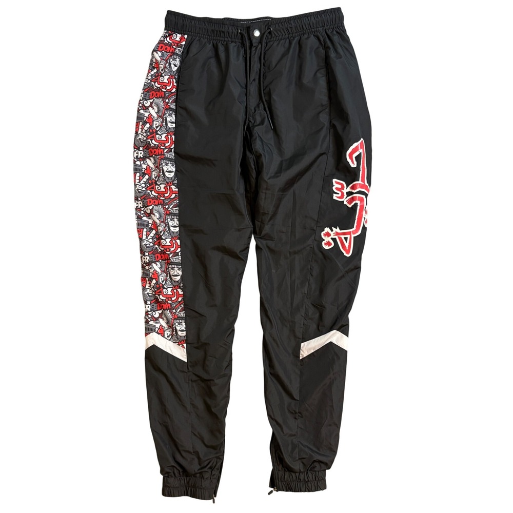 Pali Roots Hurriya Pants Black Graphic Print Nylon Blend Track Pants Medium